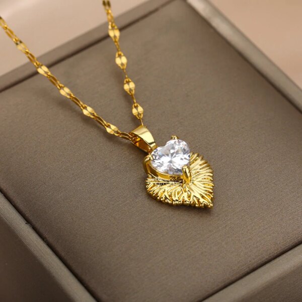 Collier femme Gothique en Forme de Cœur pour Femme et Ami, Pendentif en Acier Inoxydable