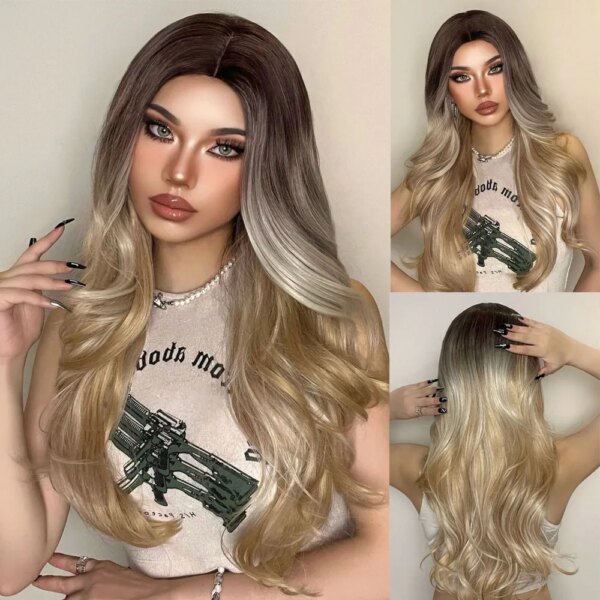 perruque cheveux naturels Ombre Couleur Synthétique