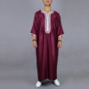 76326-727b86.jpg Abaya homme Thobe à manches courtes pour hommes musulmans, broderie de documents solides