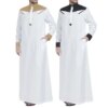 Abaya homme Thobe – Robe musulmane confortable pour hommes, Caftan à manches longues, couleur contrastée