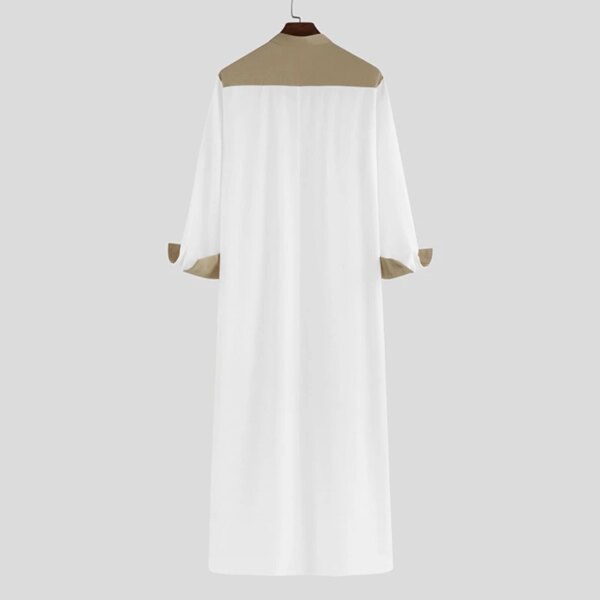 Abaya homme Thobe – Robe musulmane confortable pour hommes, Caftan à manches longues, couleur contrastée