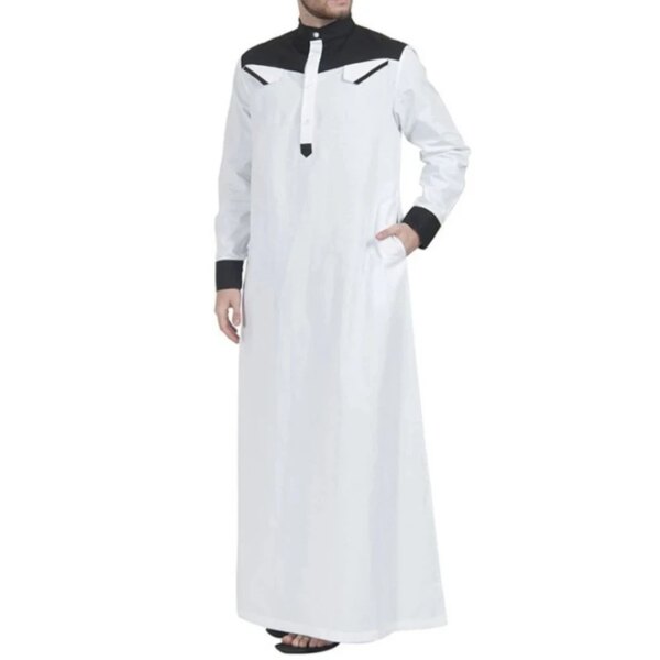 Abaya homme Thobe – Robe musulmane confortable pour hommes, Caftan à manches longues, couleur contrastée