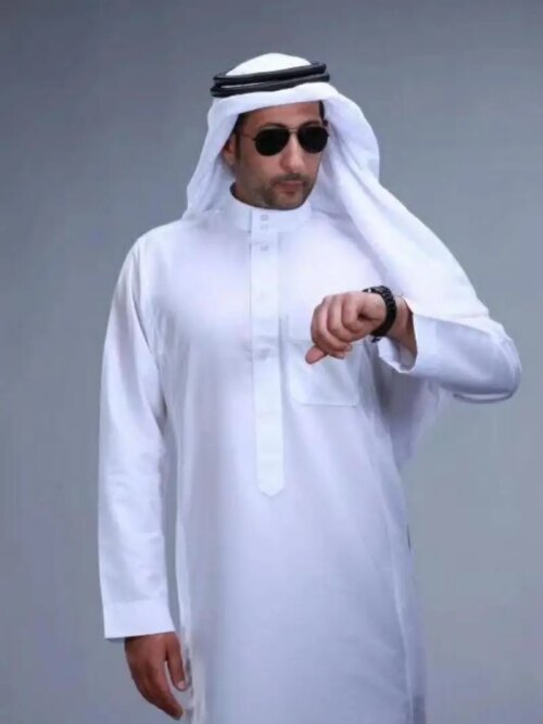 Robe musulmane à manches longues pour hommes, vêtements islamiques, longueur, Arabie saoudite, Pakistan, Kurta, Kaftan, Thobe