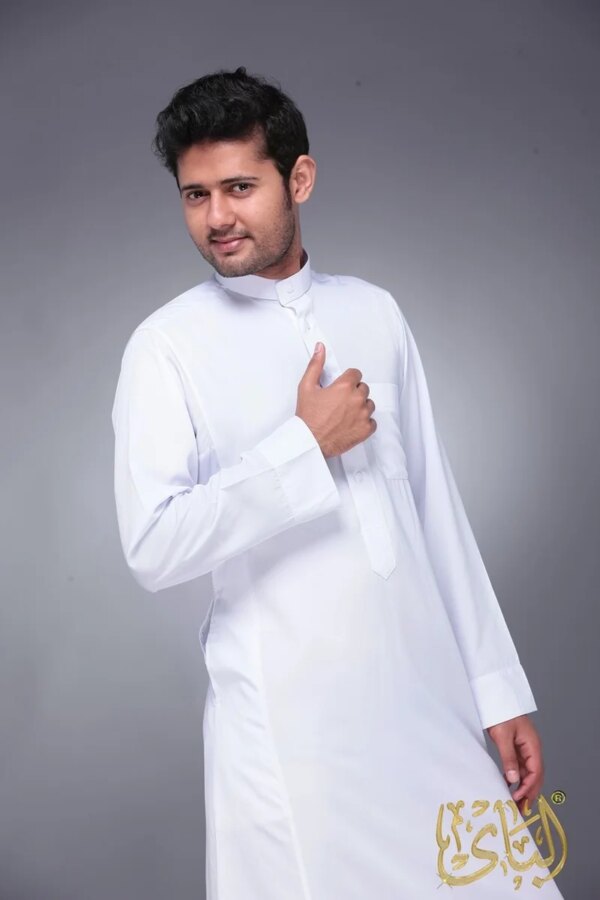 Robe musulmane à manches longues pour hommes, vêtements islamiques, longueur, Arabie saoudite, Pakistan, Kurta, Kaftan, Thobe