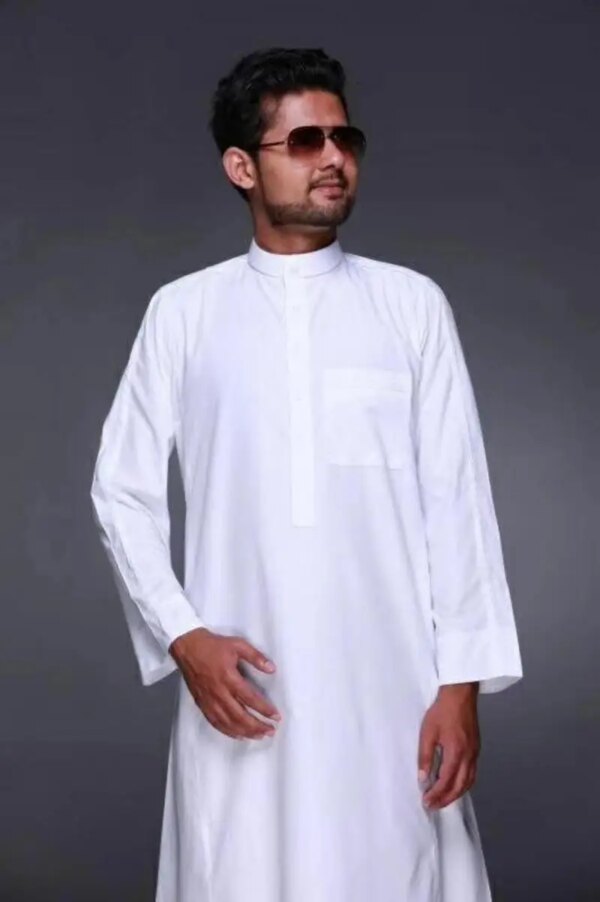 Robe musulmane à manches longues pour hommes, vêtements islamiques, longueur, Arabie saoudite, Pakistan, Kurta, Kaftan, Thobe