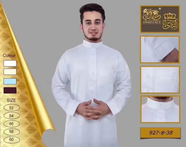 Robe musulmane à manches longues pour hommes, vêtements islamiques, longueur, Arabie saoudite, Pakistan, Kurta, Kaftan, Thobe