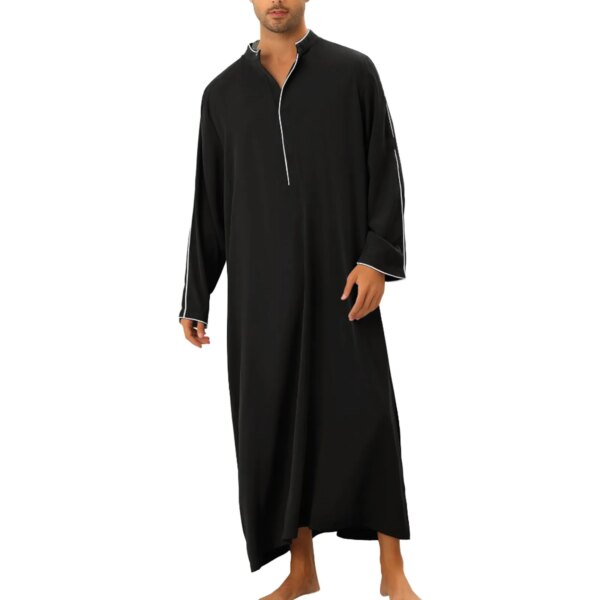 Abaya homme noir Kaftan arabe vintage à manches longues pour hommes, robe musulmane islamique