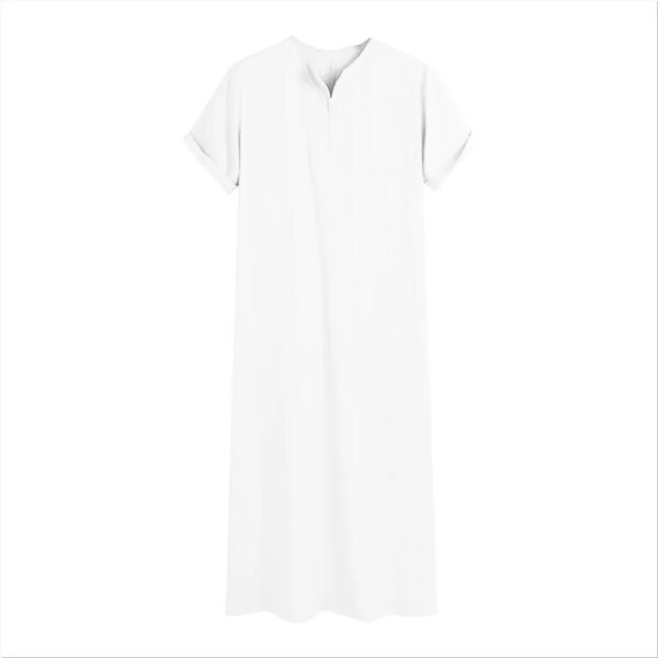 Hommes Islamique Arabe Kaftan Vintage Solide À Manches Courtes adt Rétro