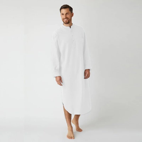 Chemise longue musulmane à manches longues pour hommes, robe de style national, chemise de course longue distance