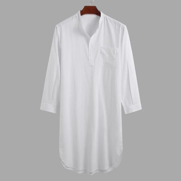 Chemise longue musulmane à manches longues pour hommes, robe de style national, chemise de course longue distance