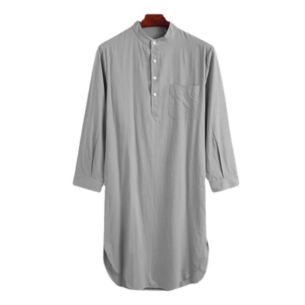 Chemise longue musulmane à manches longues pour hommes, robe de style national, chemise de course longue distance