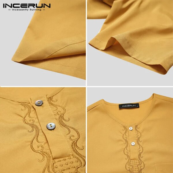 76772-11565b.jpg Abaya homme - Robe Longue à Manches Courtes et Col Rond pour Homme, Vintage, Couleur Unie