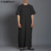 76772-eb729c.jpg Abaya homme - Robe Longue à Manches Courtes et Col Rond pour Homme, Vintage, Couleur Unie