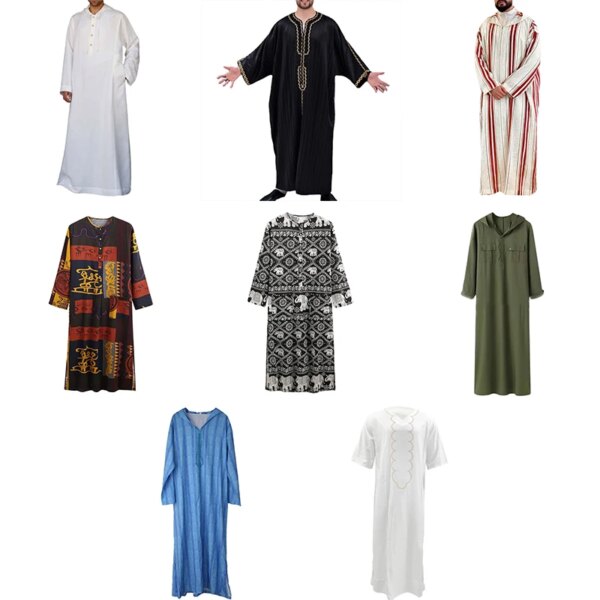 Abaya homme Robe musulmane Jubba Thobe pour hommes, vêtements à capuche, Kaftan Abaya