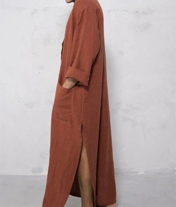 76940-0b97f8.jpg Abaya homme Robe Longue à Manches sulfpour Homme, Col Montant, Mode Musulmane, Jubba