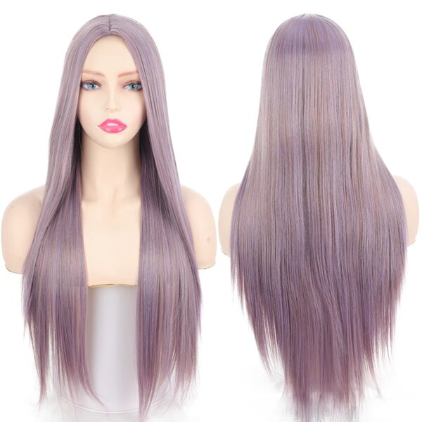 7700-2ee432.jpg Perruque synthétique longue lisse noire à raie centrale, résistante à la chaleur