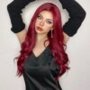 perruque Body Wave synthétique rouge longue