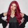 perruque Body Wave synthétique rouge longue