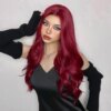 perruque Body Wave synthétique rouge longue