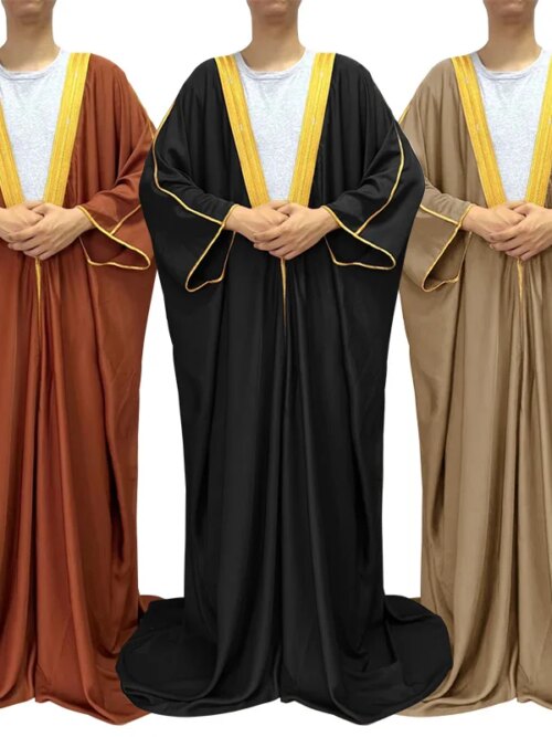 Abaya homme en satin musulman saoudien pour hommes, robe d'Arabie islamique