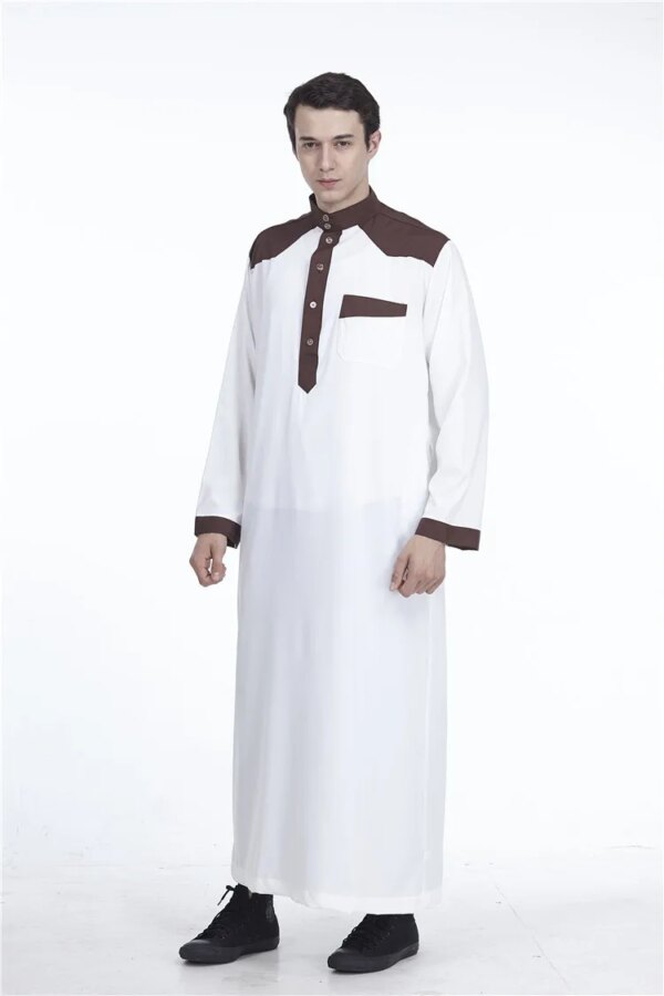 Abaya homme Robe traditionnelle Jubba Thobe adt pour hommes, col montant, robe longue, caftan