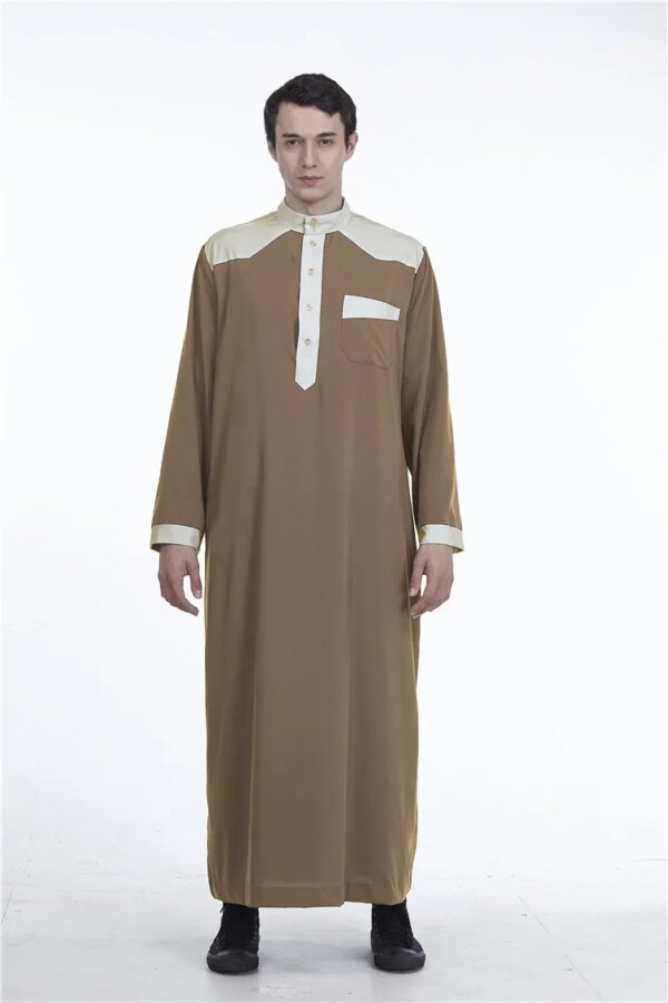Abaya homme Robe traditionnelle Jubba Thobe adt pour hommes, col montant, robe longue, caftan