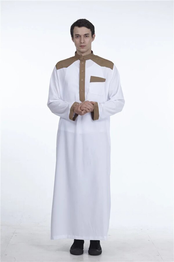 Abaya homme Robe traditionnelle Jubba Thobe adt pour hommes, col montant, robe longue, caftan