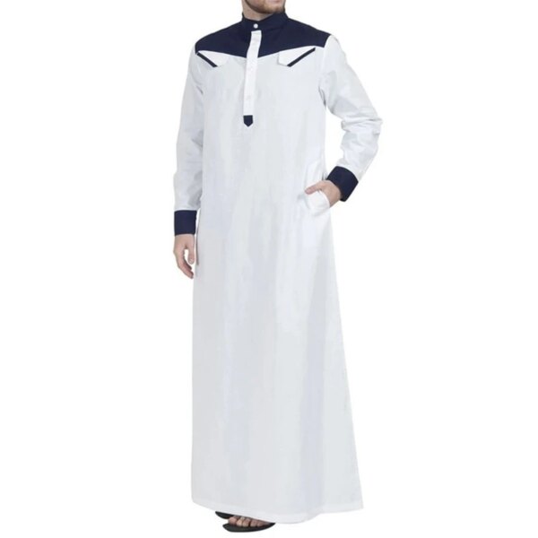 Abaya homme Robe traditionnelle musulmane pour hommes, couleur contrastée