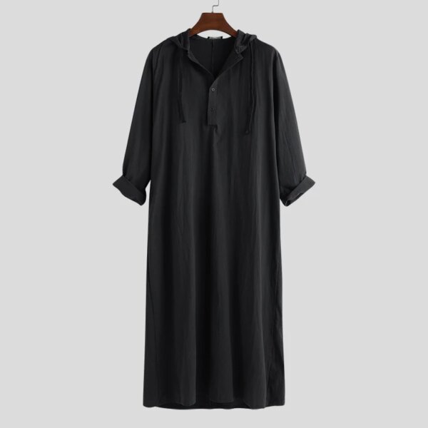 Abaya homme – Robe islamique Jubba Thobe à manches longues, chemises à capuche