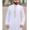 Abaya homme Robe musulmane à manches mi-longues pour hommes, bande verticale