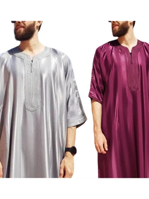 abaya homme Robe arabe ethnique à manches longues pour hommes, vêtements islamiques