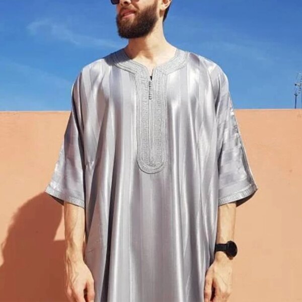 abaya homme Robe arabe ethnique à manches longues pour hommes, vêtements islamiques