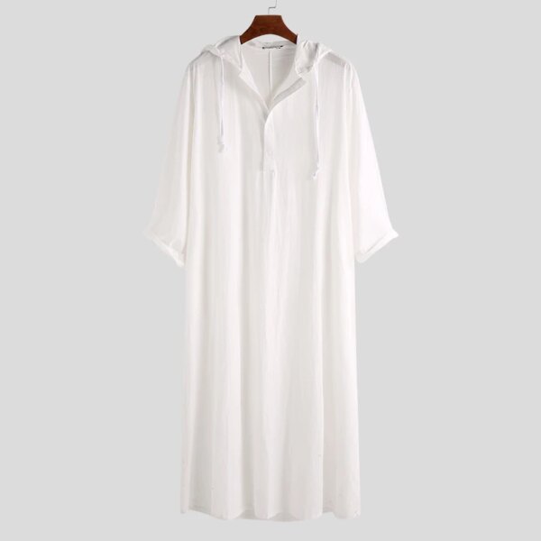 Abaya homme – Robe islamique Jubba Thobe à manches longues, chemises à capuche