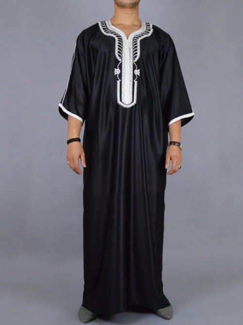 abaya homme Robe longue noire pour hommes, mode musulmane, Jubba Thobes, Pakistan, dubaï