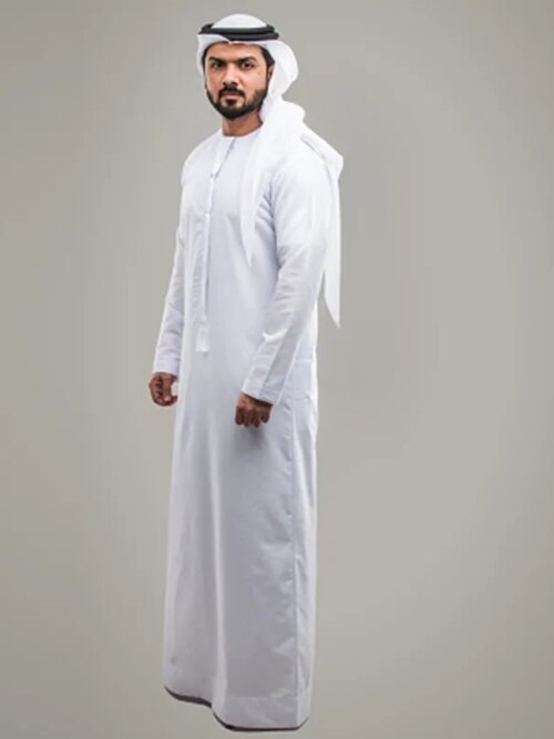 abaya homme Robe musulmane blanche pour hommes, Kaftan islamique, Arabie saoudite