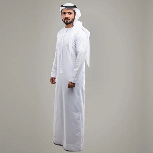 abaya homme Robe musulmane blanche pour hommes, Kaftan islamique, Arabie saoudite