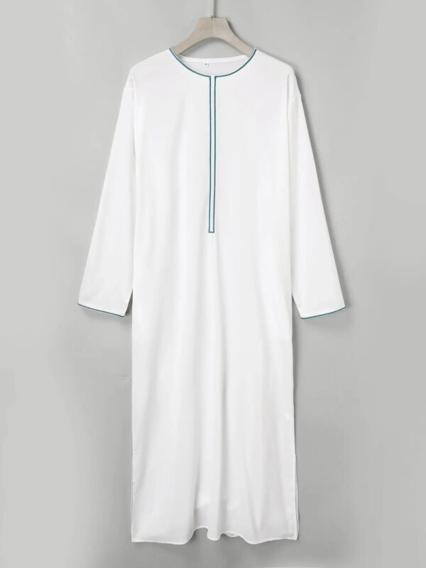Abaya homme Robe musulmane à manches mi-longues pour hommes, bande verticale