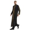abaya homme – Robe musulmane brodée à col montant pour hommes, Robe islamique à manches longues