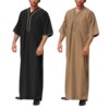 77728-3131f6.jpg abaya homme Thobe pour homme musulman, robe du milieu, chemise musulmane saoudienne, col montant