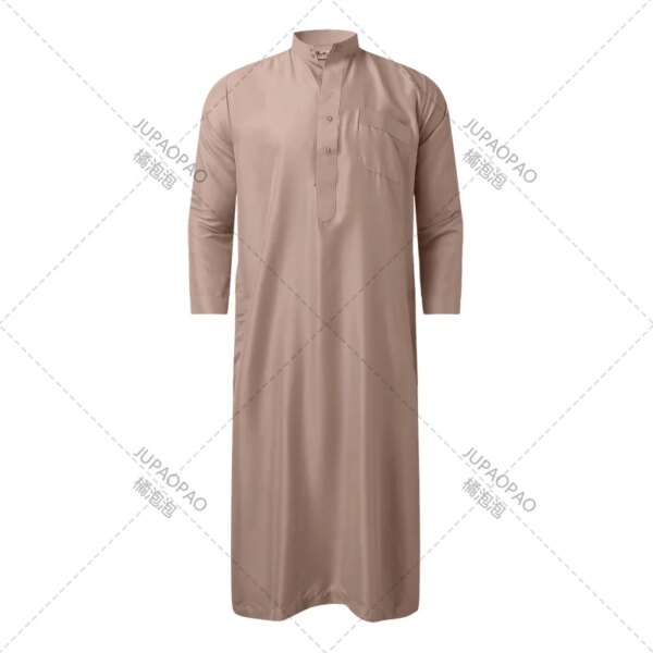 abaya homme Caftan à Manches sulfet Col Ras du Cou pour Homme, Mode Musulmane
