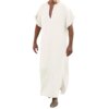 abaya homme Jubba Thobe-Kaftan musulman arabe pour hommes, col en v