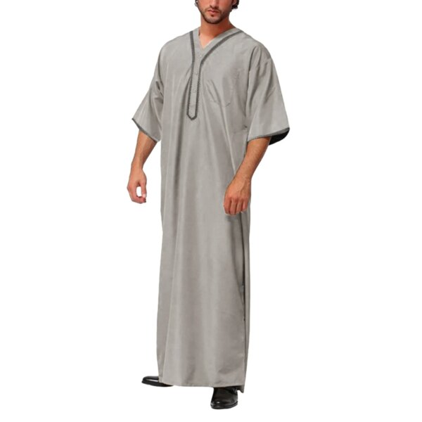 77762-8776fb.jpg abaya homme Thobe pour homme musulman, robe du milieu, chemise musulmane saoudienne, col montant