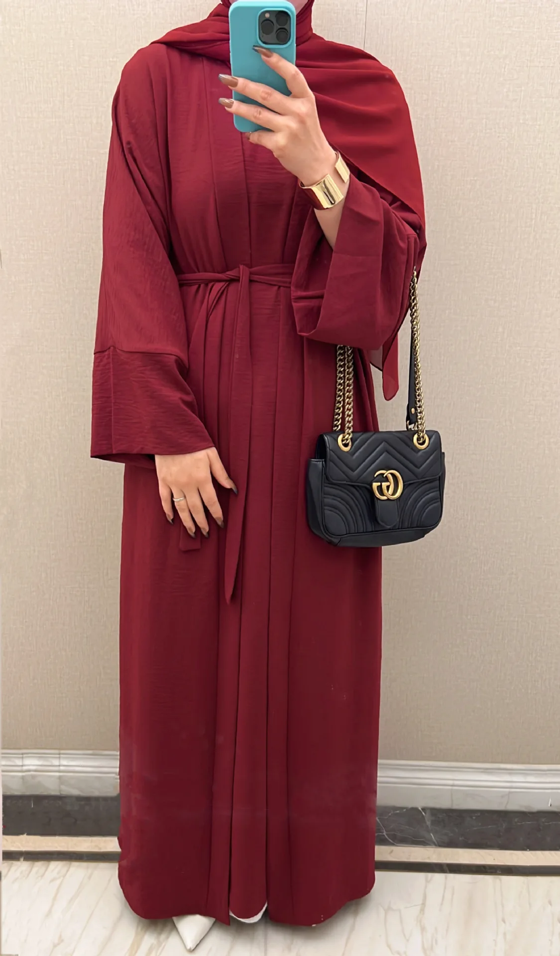 wine red with hijab