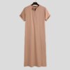 abaya homme Jubba Vintage à Manches Courtes et Col Rond pour Homme, Robes de Style Saoudien avec Fermeture Éclair