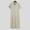 abaya homme Jubba Vintage à Manches Courtes et Col Rond pour Homme, Robes de Style Saoudien avec Fermeture Éclair