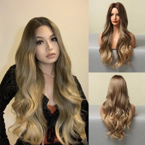 perruque Body Wave synthétique rouge longue