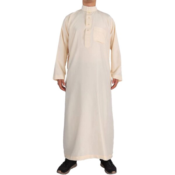 abaya homme Caftan à Manches sulfet Col Ras du Cou pour Homme, Mode Musulmane