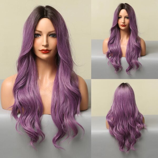 perruque Body Wave synthétique rouge longue