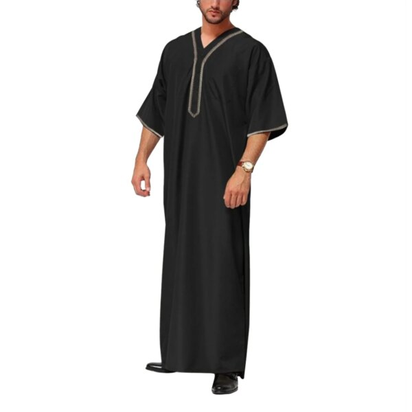 abaya homme Thobe pour homme musulman, robe du milieu, chemise musulmane saoudienne, col montant