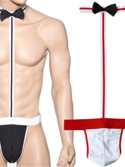 Mankini Semis-Maillot de bain sexy pour homme adulte, lingerie à collerette Borat Mankini